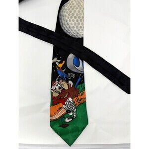 Vintage Looney Tunes Mania Tie Mens Tasmanian Devil Daffy Duck Silk Novelty 1996